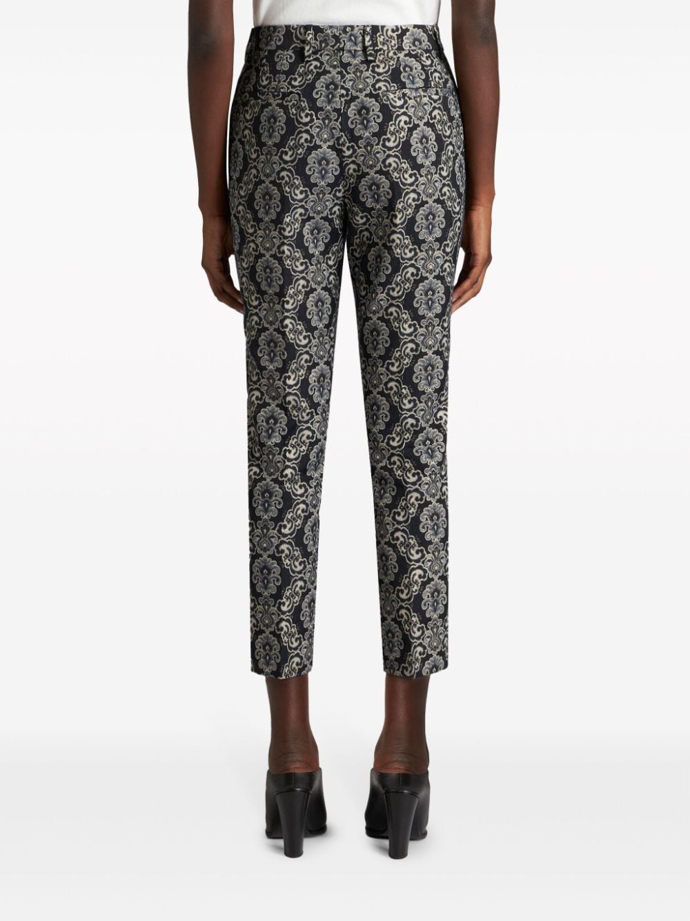 floral-brocade cropped trousers - 4