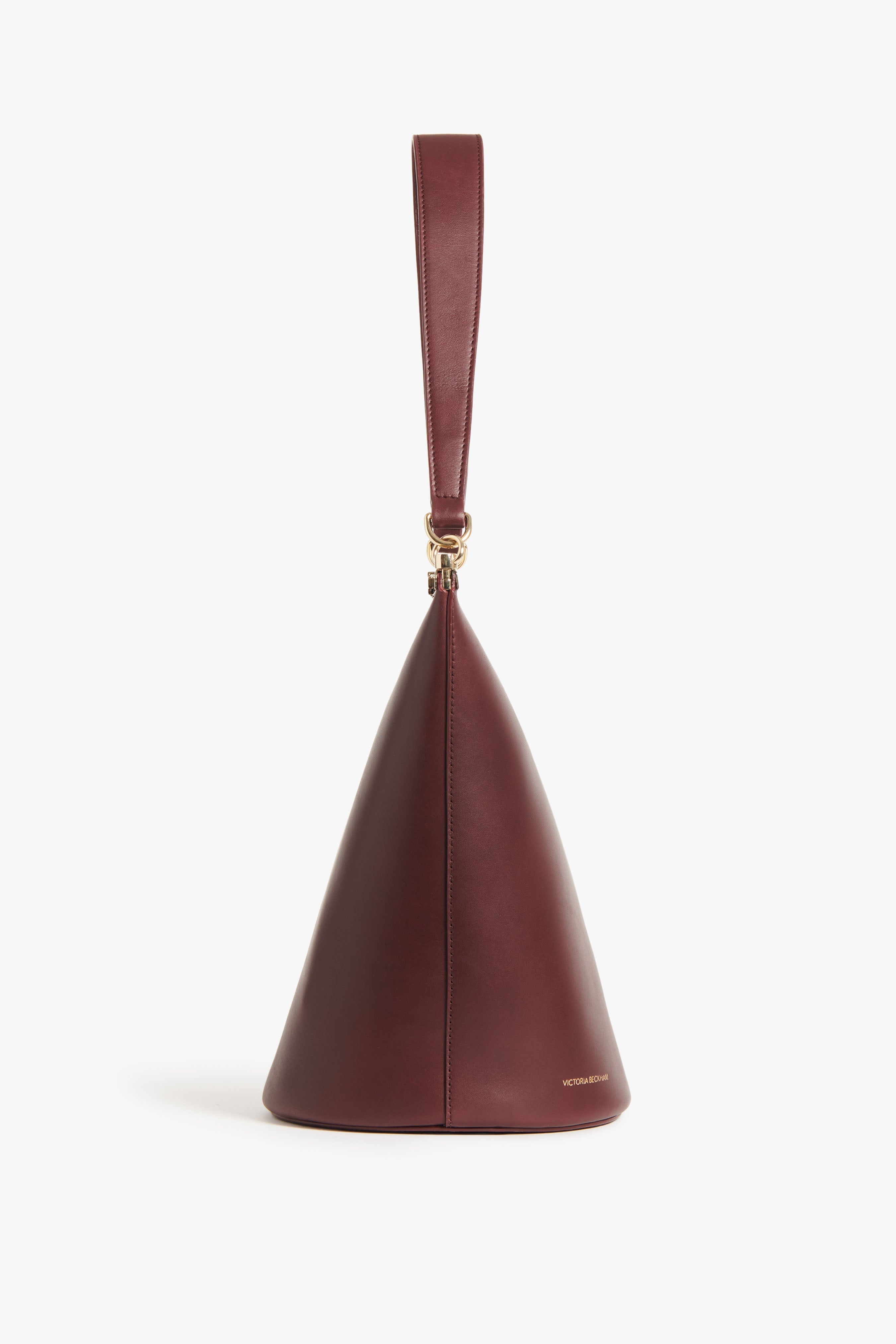 Frame Bucket Bag In Burgundy Leather - 4