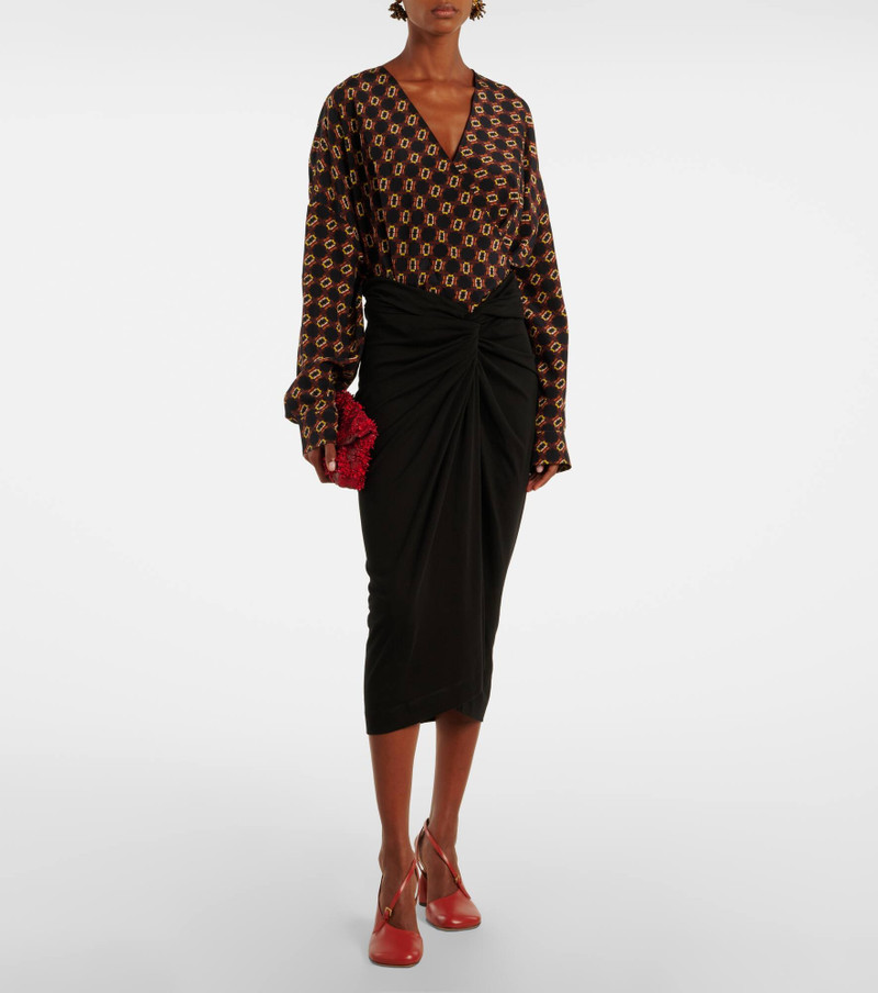 Dries Van Noten Draped printed silk top outlook