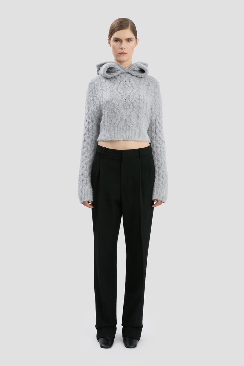 Victoria Beckham Cropped Cable Jumper In Grey Melange outlook