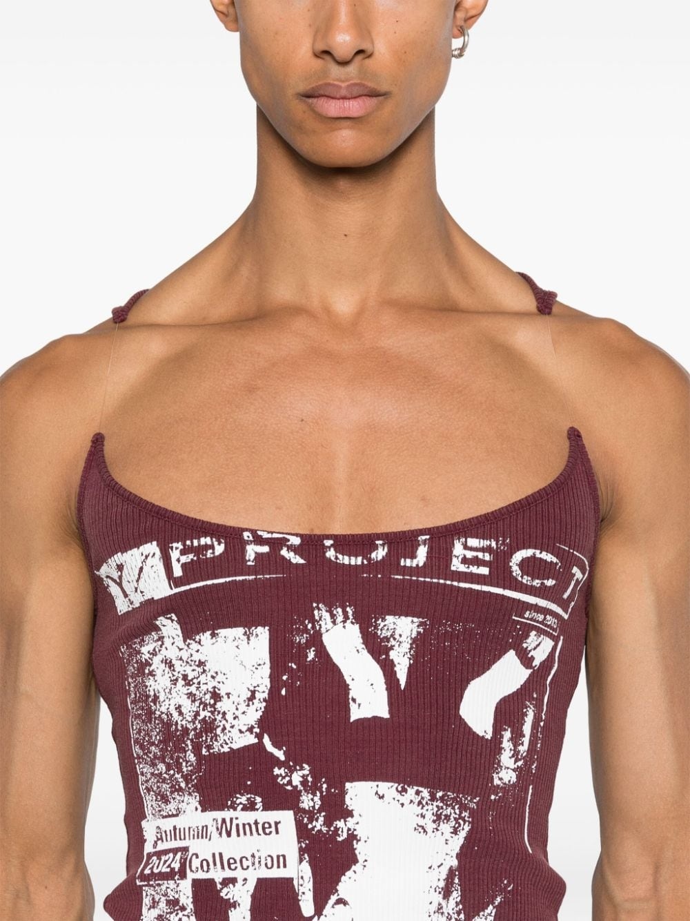 rock band-print invisible strap tank top - 6