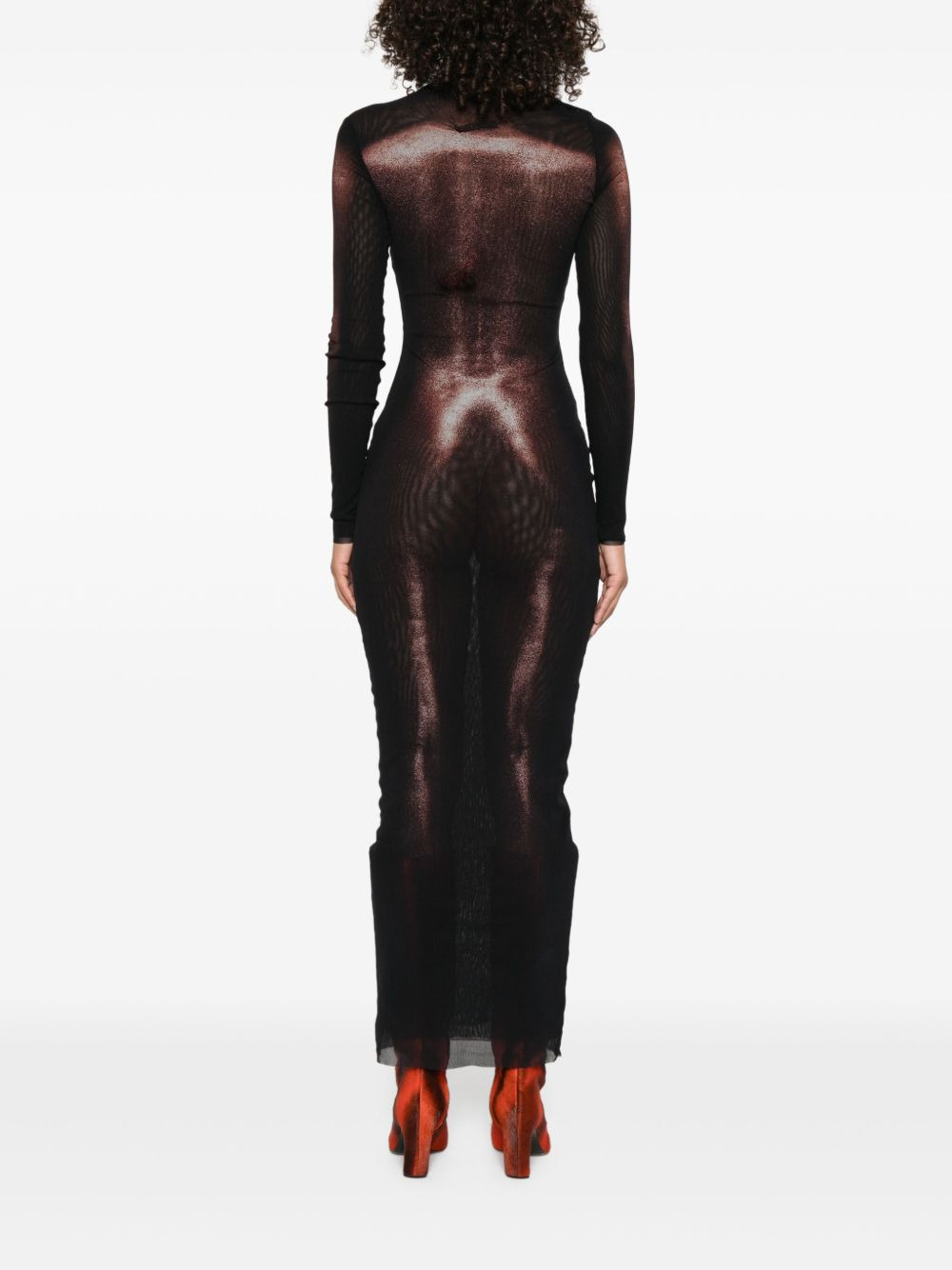 body-print long dress - 4