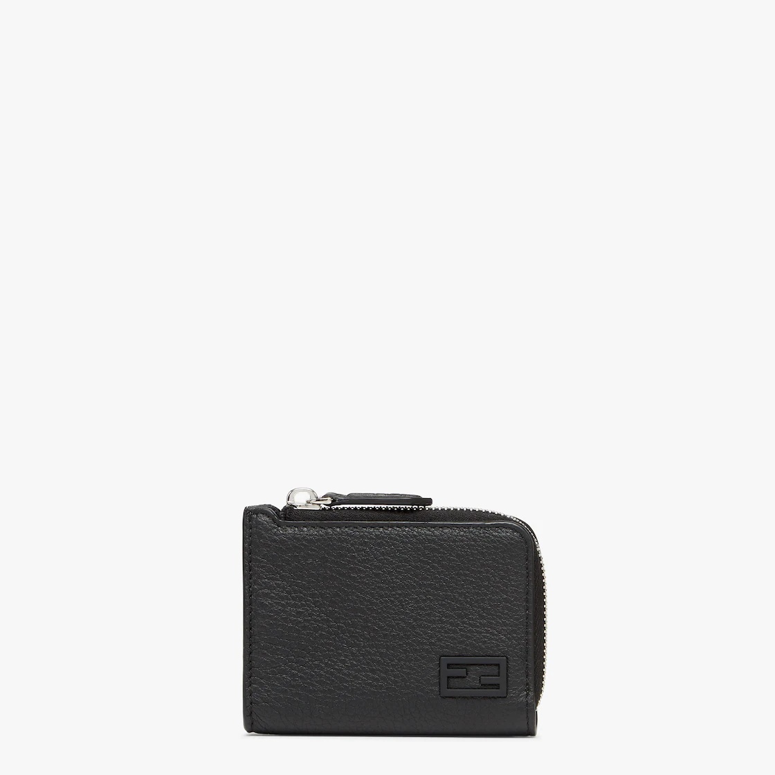 Card holder with two side zips. Made of black Cuoio Romano leather. Matching varnished metalware. Ma - 1