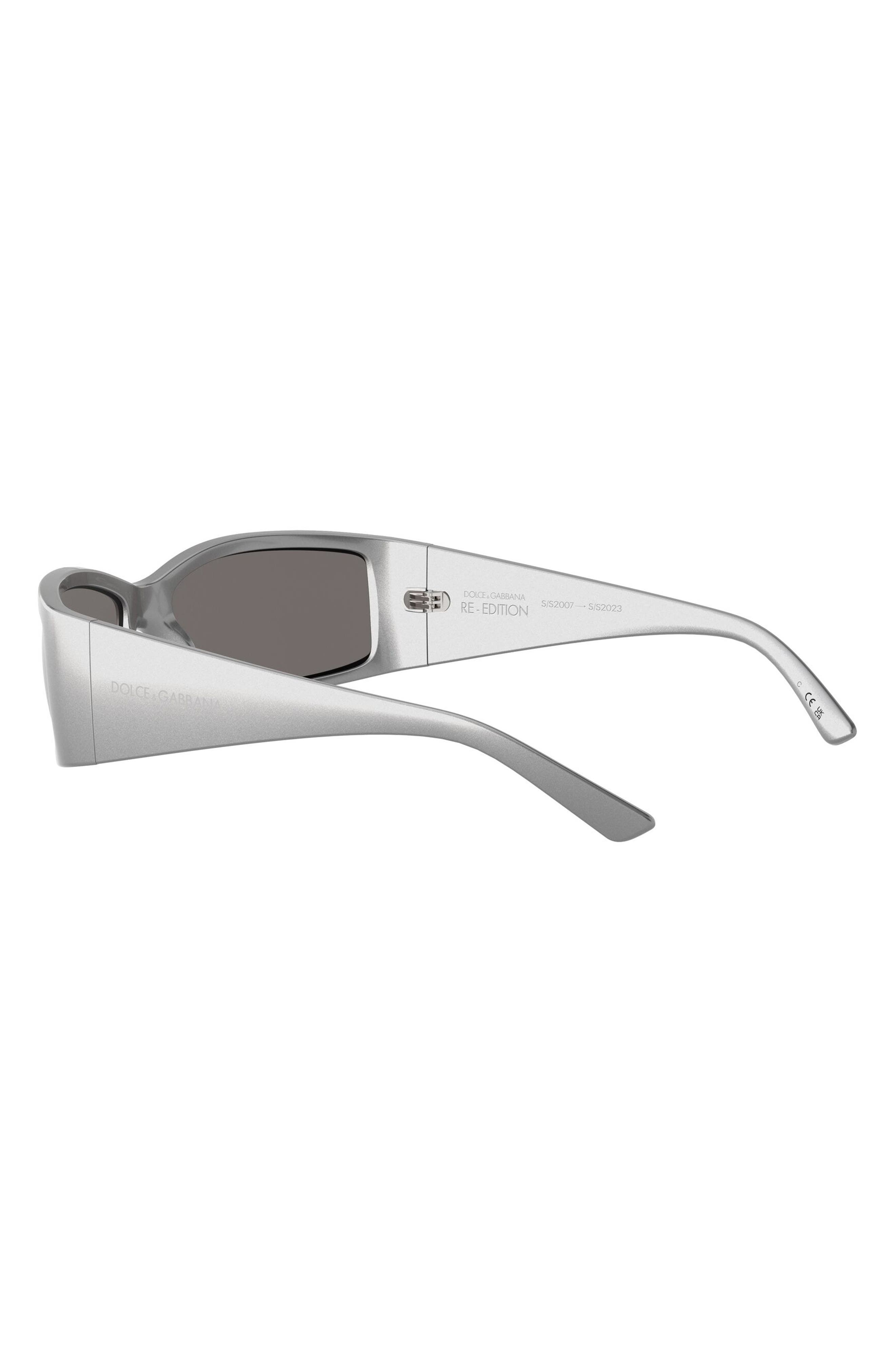 Dolce&Gabbana 61mm Polarized Rectangular Sunglasses in Metallic Grey at Nordstrom - 5