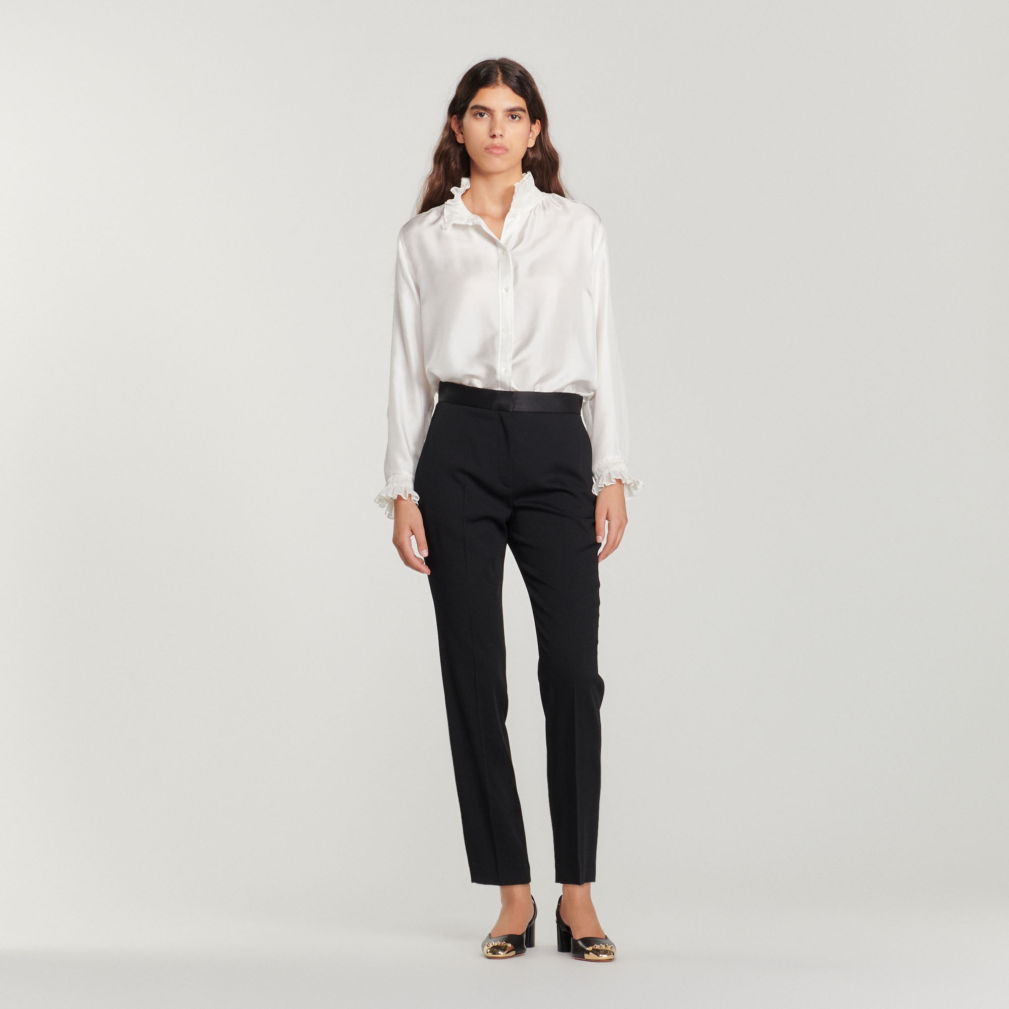 Pants with satin inset - 3