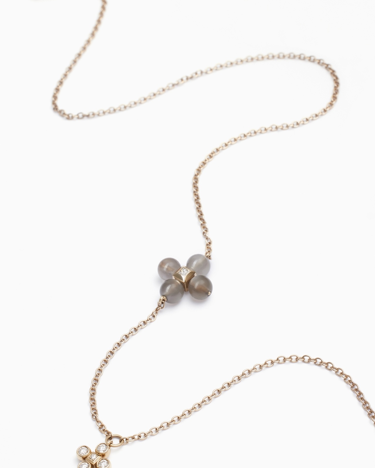 GIOIA 18K GOLD, DIAMONDS AND MOONSTONE LONG NECKLACE - 2