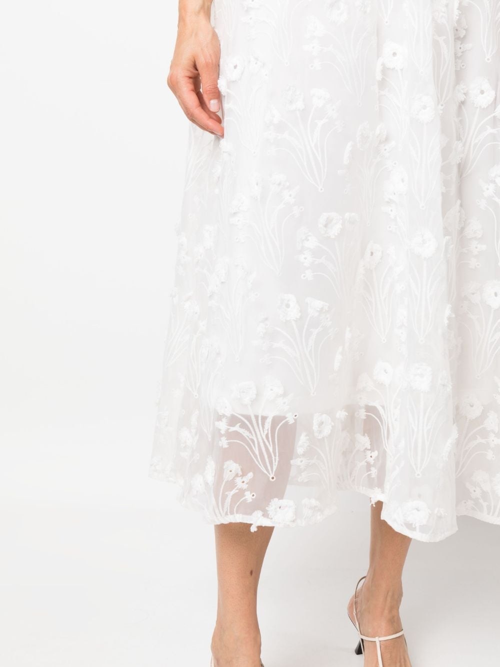 floral-embroidered midi dress - 5