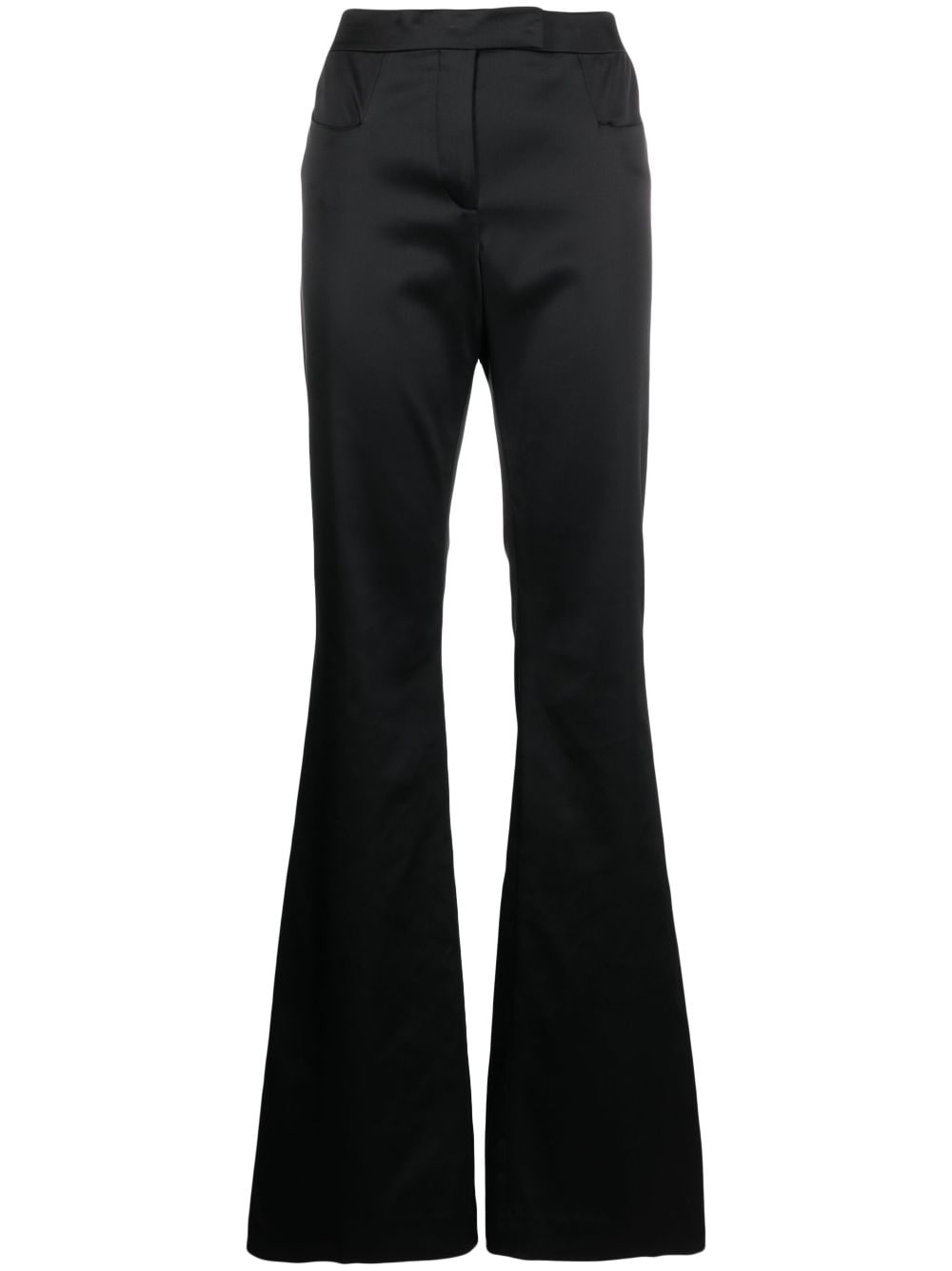 flared satin trousers - 1