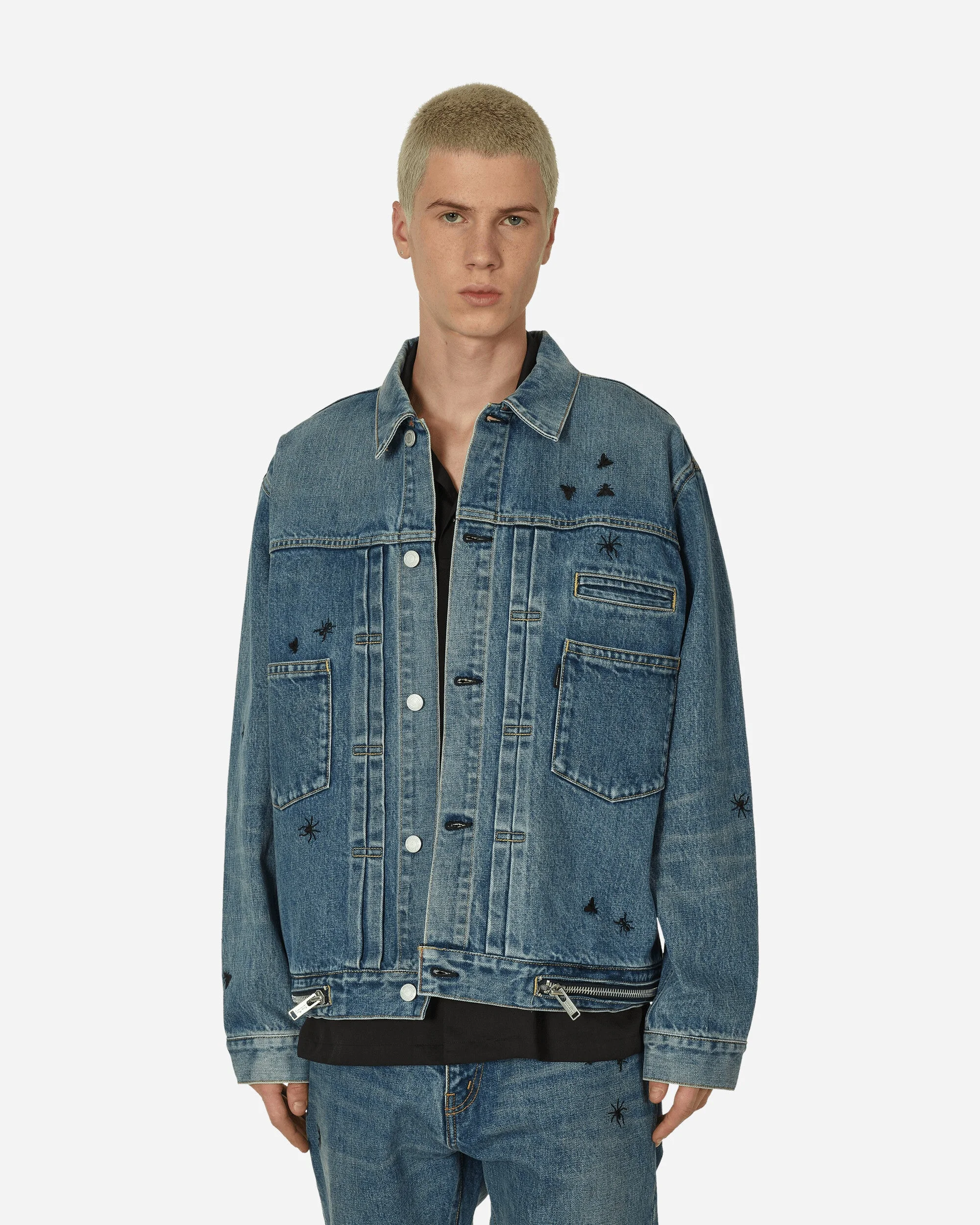 Embroidered Denim Jacket Light Blue Indigo - 1