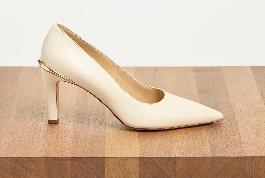 Edwina High Heel Stiletto Pump in Ivory Nappa Leather - 5