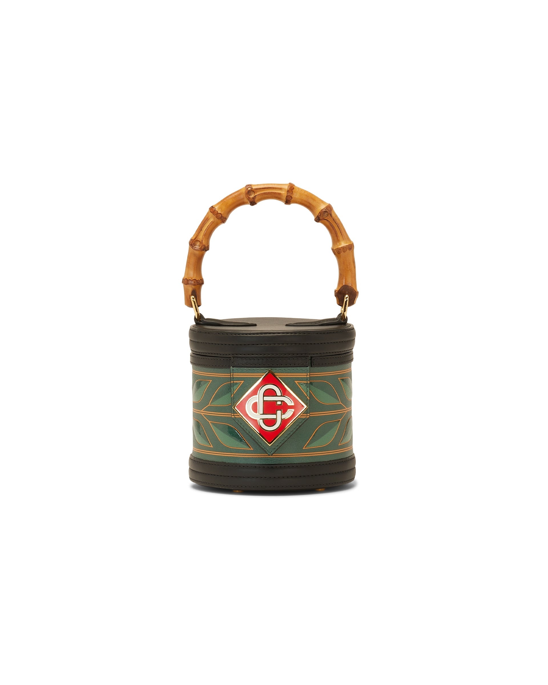 Black Leather Laurel Round Bag - 1