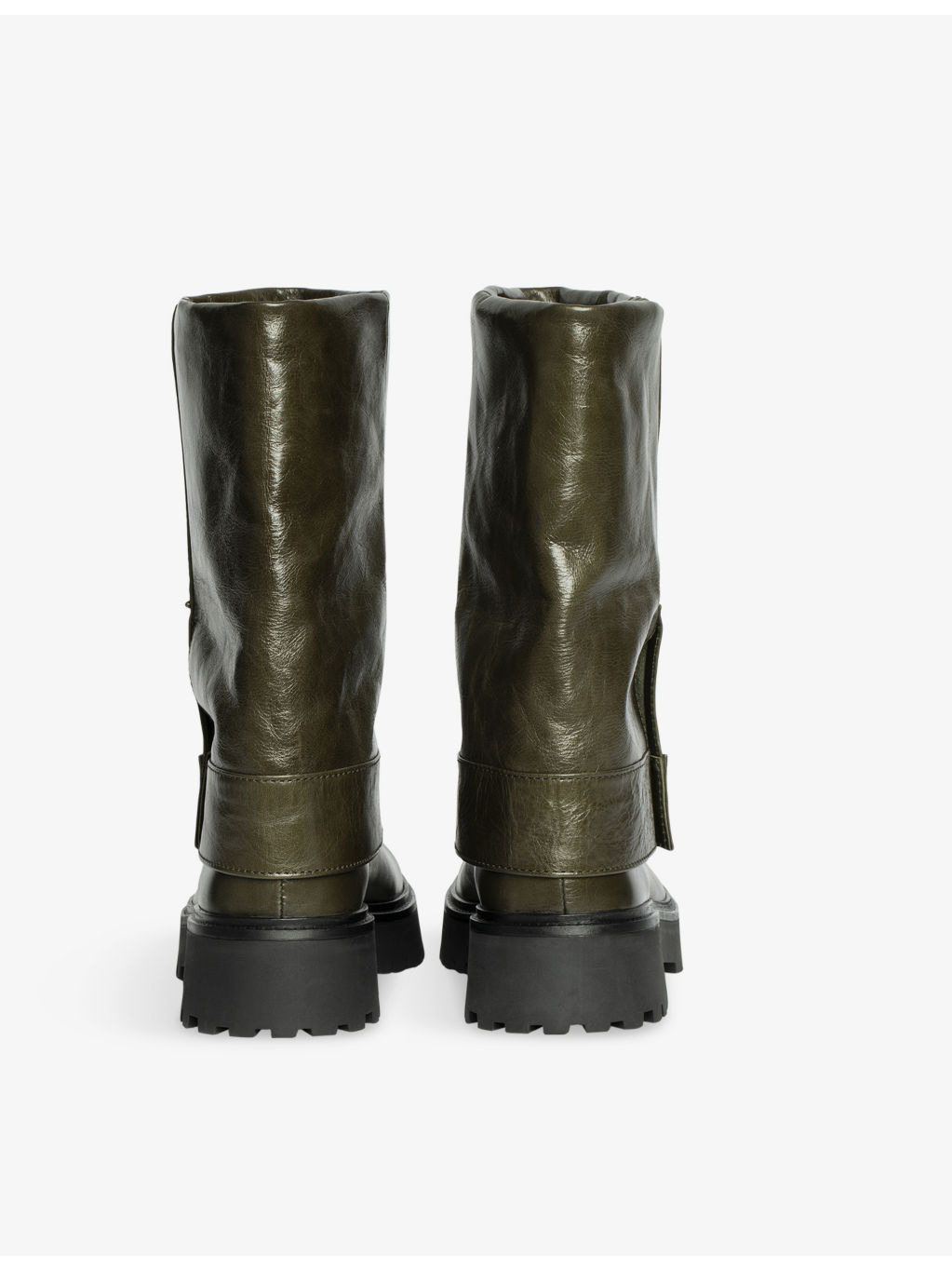 Angie Sleeve Patent-Leather Calf Boots - 4