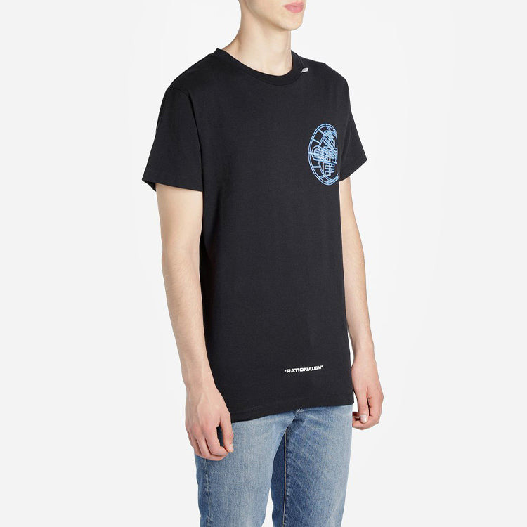 Men's Off-White Logo Printing Short Sleeve Black T-Shirt OMAA027R201850031088 - 4