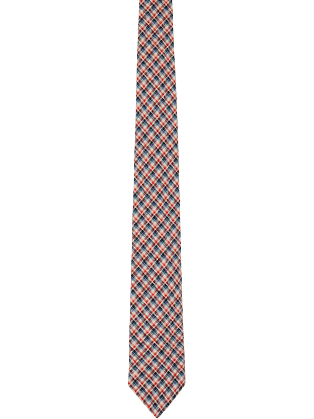 Red & Navy Check Tie - 1