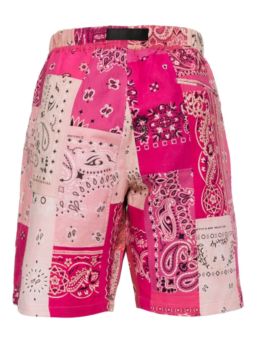 patchwork bandana-print cotton shorts - 2