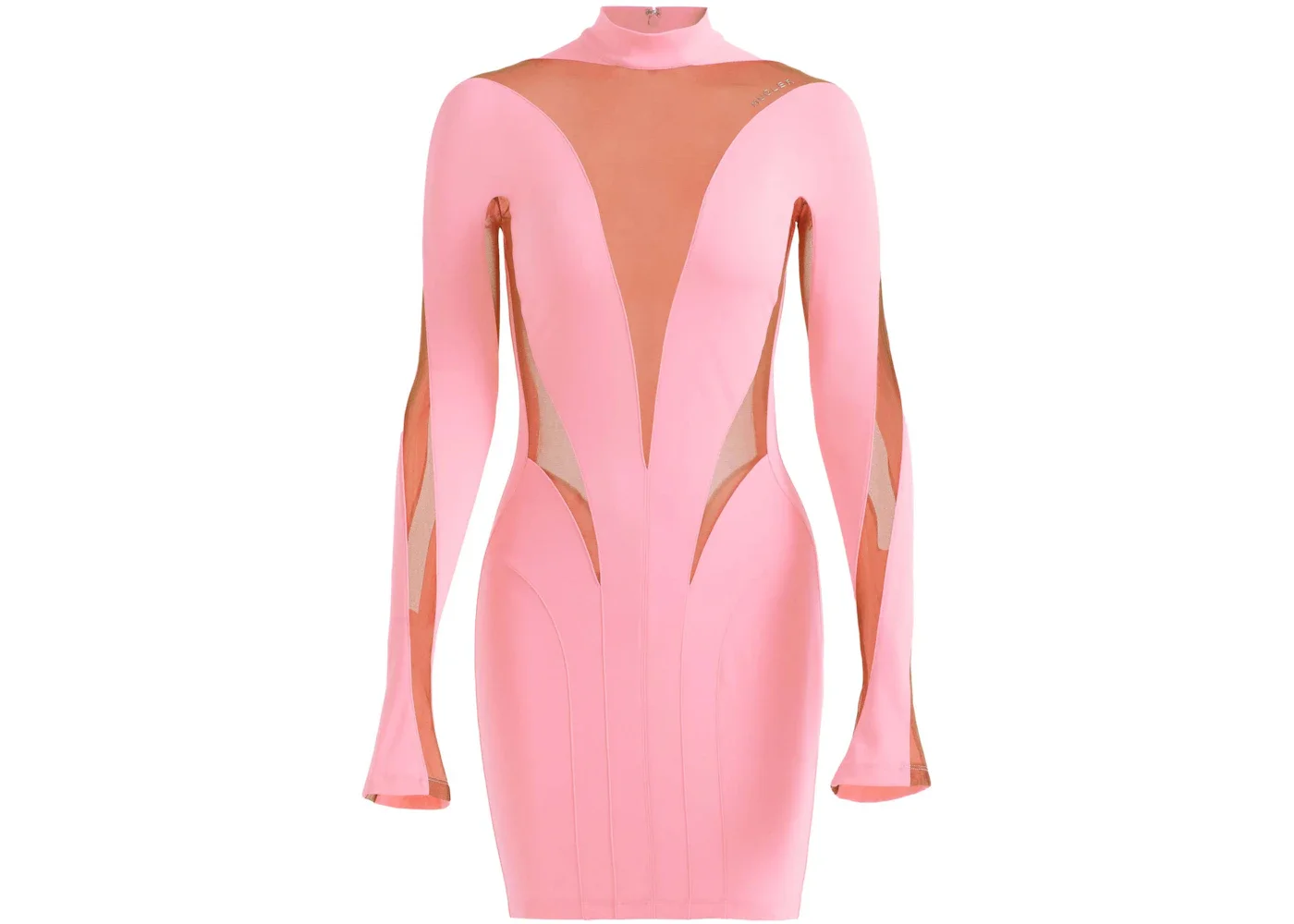 Mugler H&M Mesh-Paneled Mini Dress Pink - 1