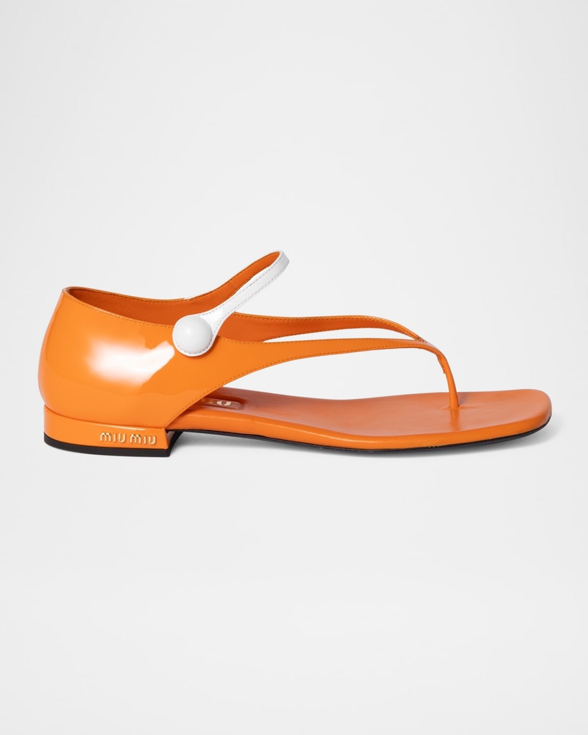 サンダル・ミュール MIU MIU Orange Leather Thong Sandals Miu Miu Bicolor Leather Mary Jane Thong Sandals | REVERSIBLE