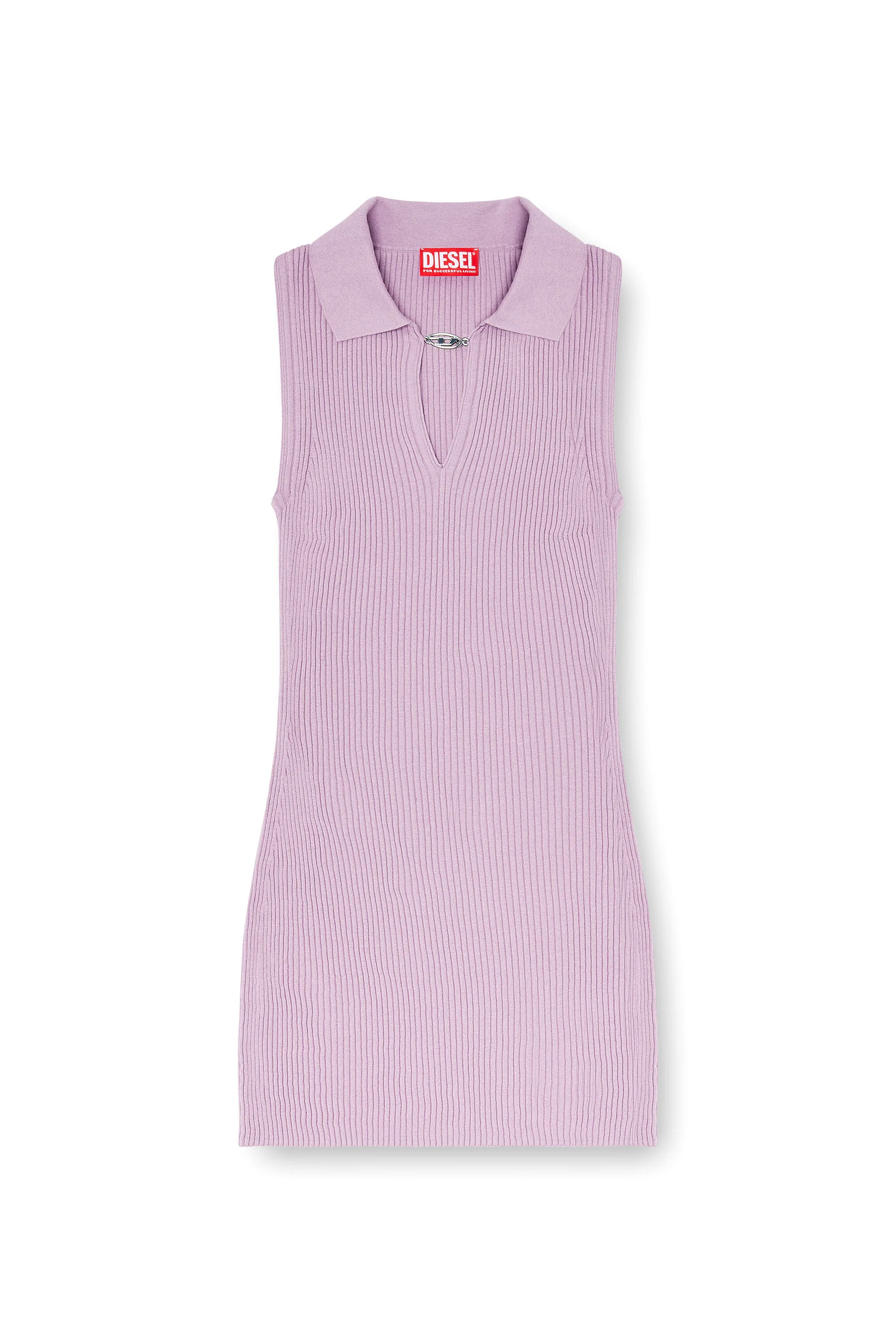 SHORT POLO DRESS IN SILK-BLEND RIB KNIT - 1