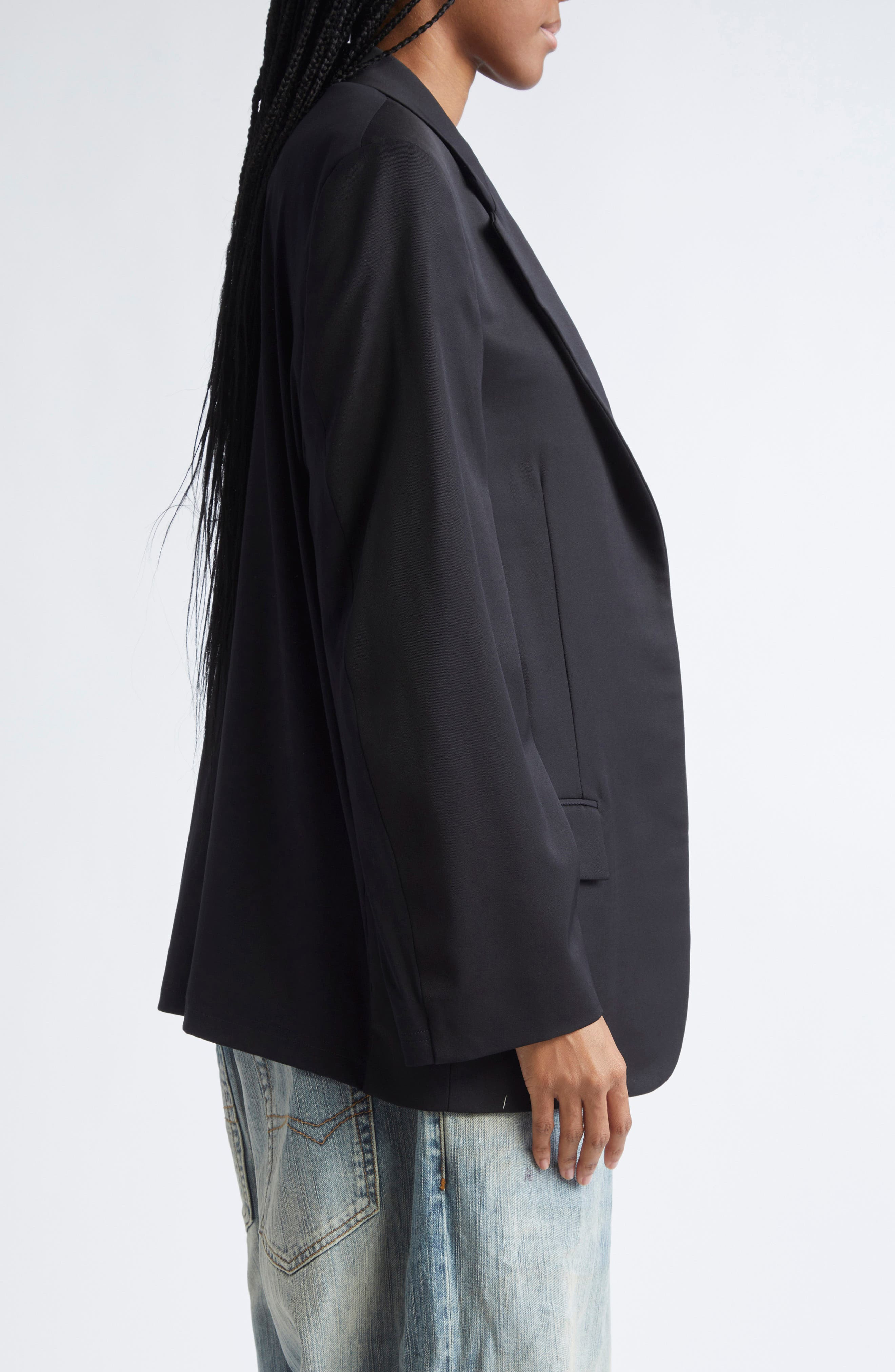 Balenciaga Tailored Wool Gabardine Blazer in 1000 Black at Nordstrom - 4