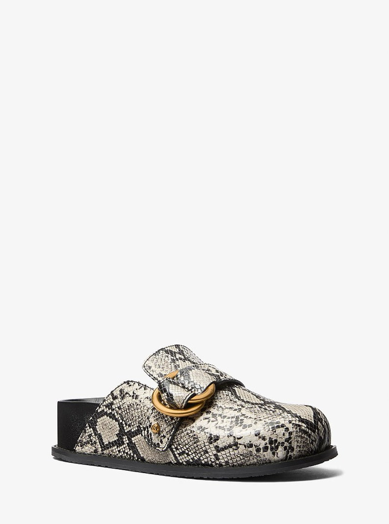 Jaden Snake Embossed Leather Clog 1