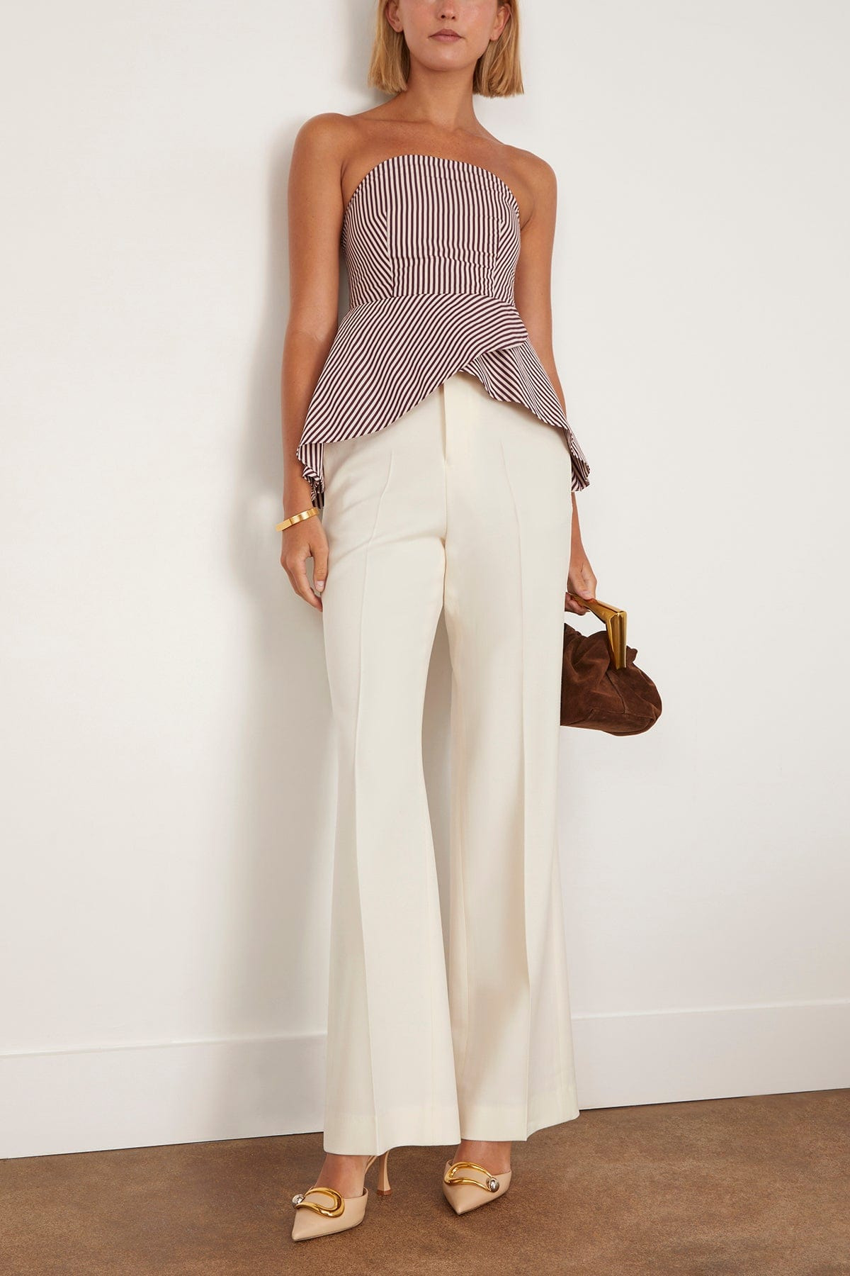 Credo Wool Straight Trousers in Cream - 2
