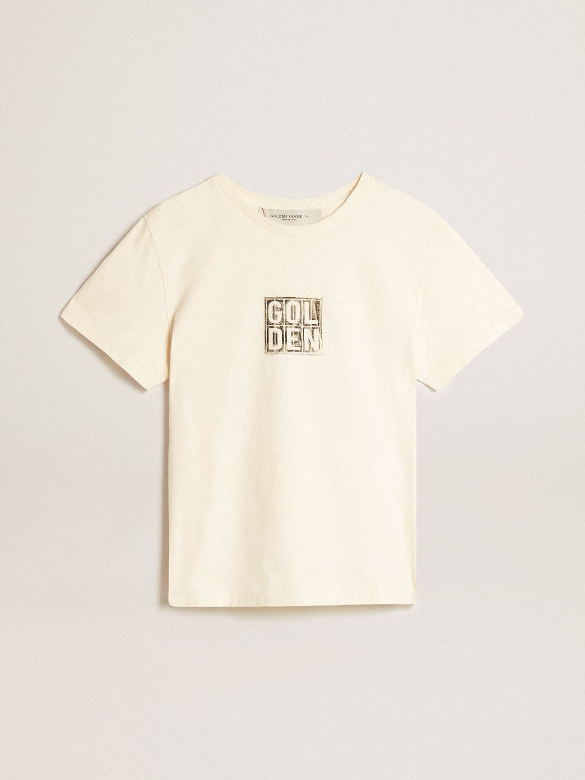 Aged white cotton T-shirt with print on the front - 1