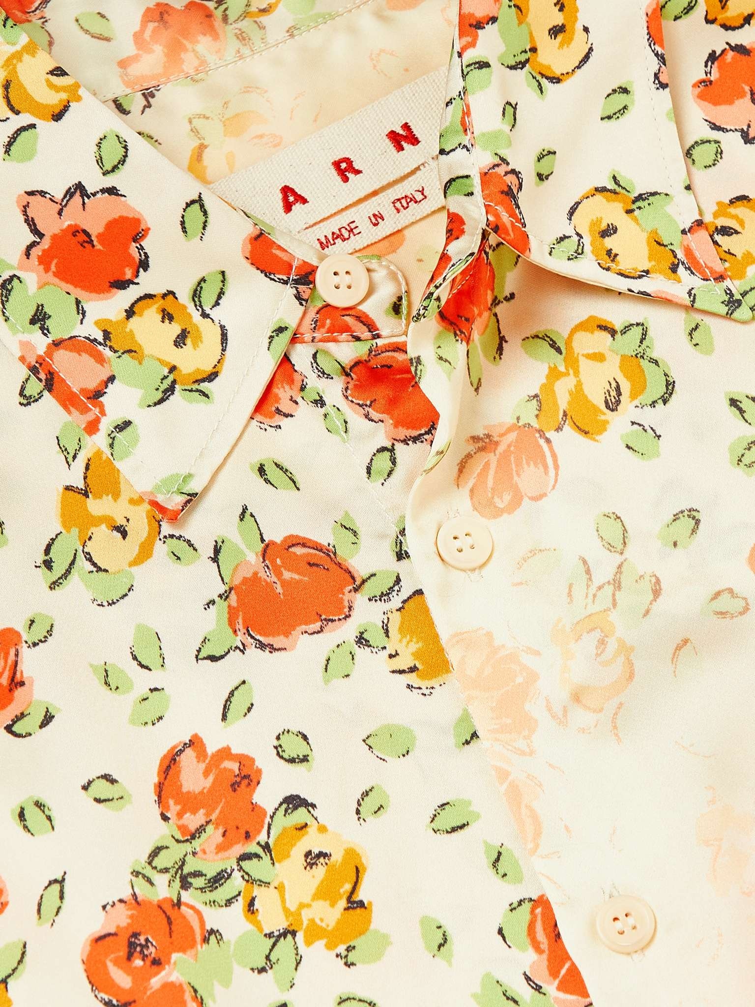 Oversized Dégradé Floral-Print Satin Shirt - 5