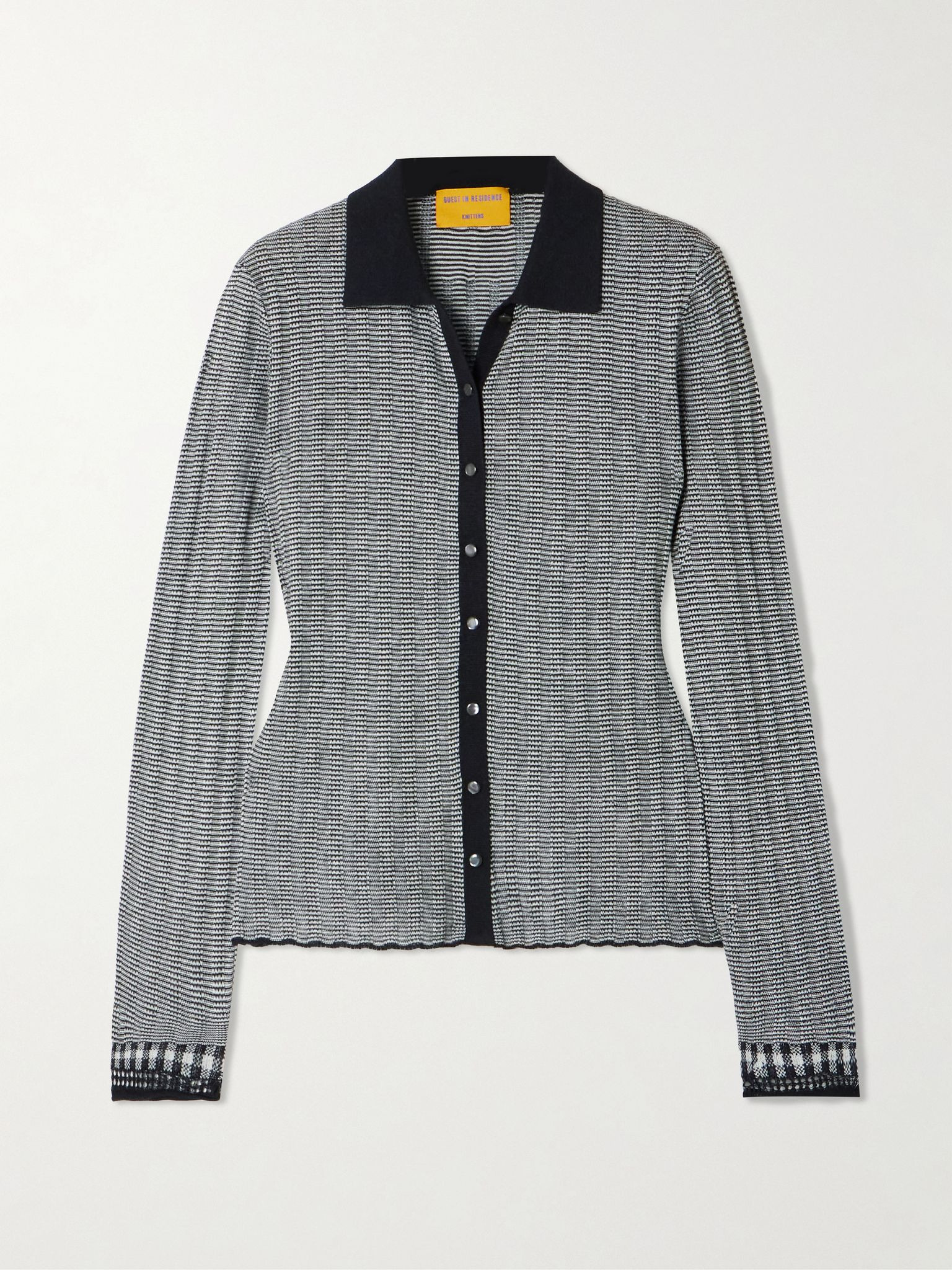 Striped silk and linen-blend shirt Black - 1