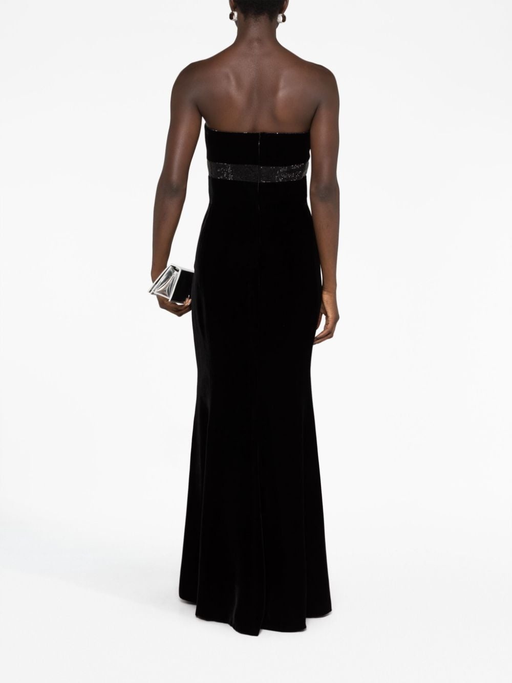 crystal-embellished velvet gown - 4