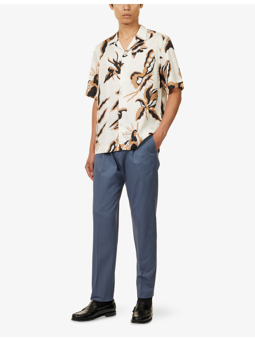Regular-Fit Tapered-Leg Stretch-Cotton Trousers - 2