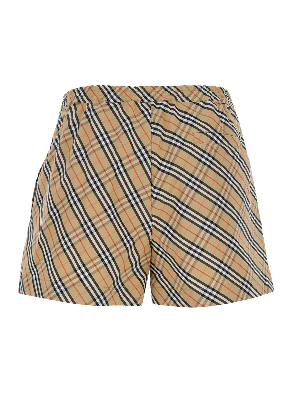 Burberry Women Beige Shorts With Elastic Drawstring Waist And All-Over Check Motif In Cotton Woman - 2