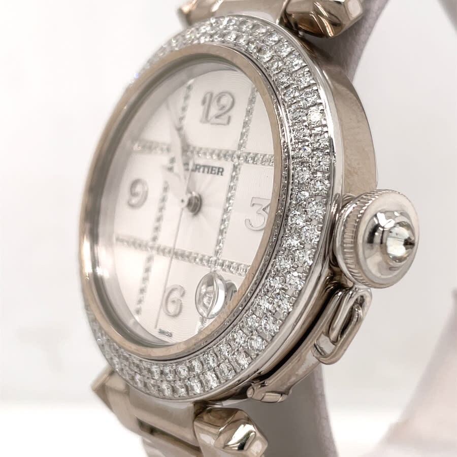 Pre-owned Cartier Pasha Automatic Diamond Silver Dial Ladies Watch 2308 - 4