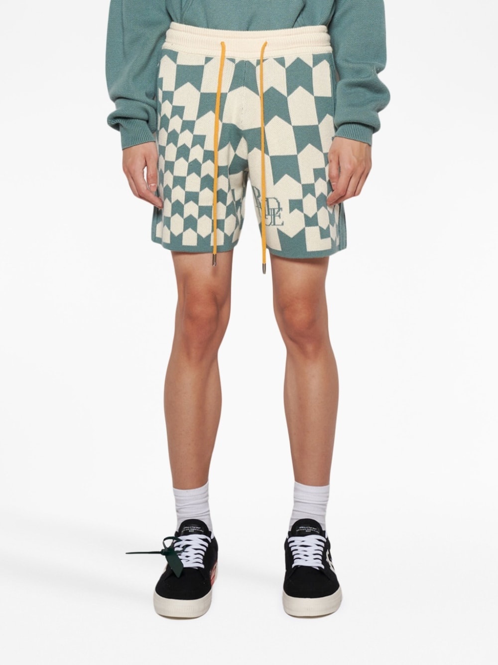 Racing monogram-knit shorts - 3