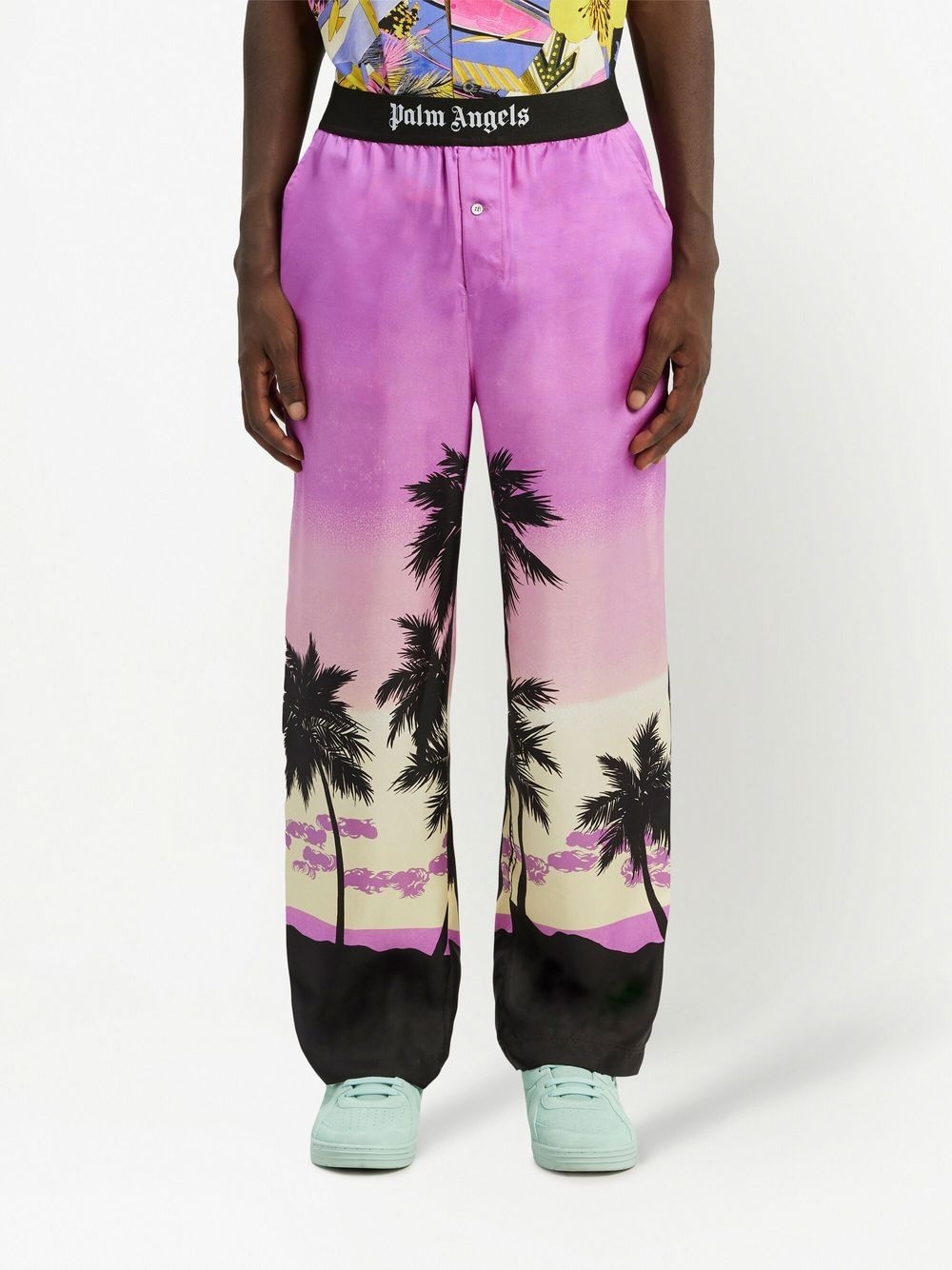 sunset-print straight trousers - 3