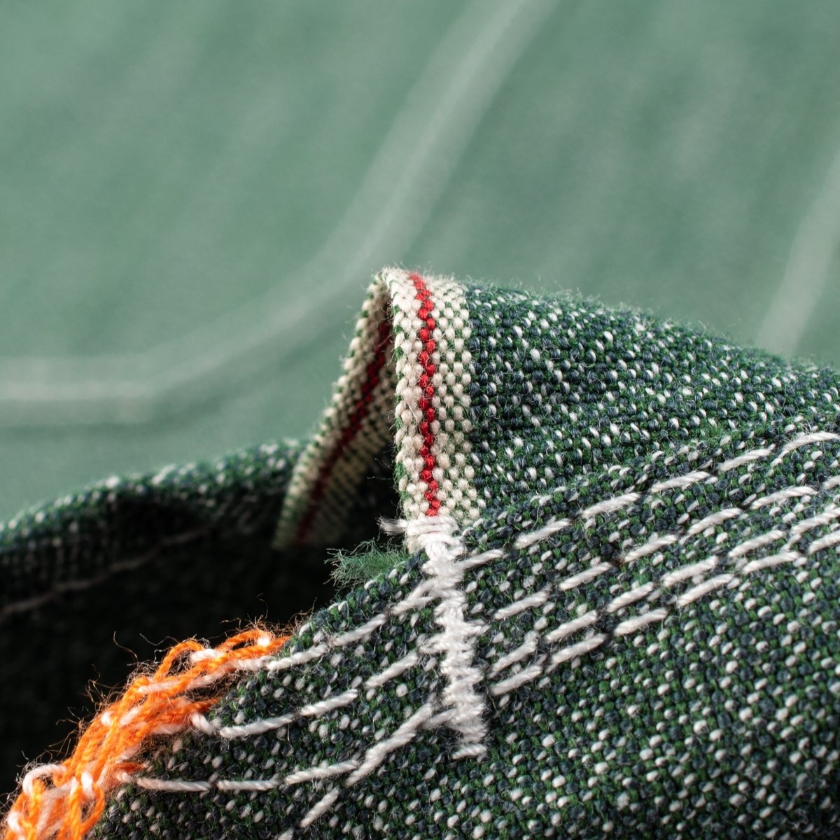 IHSH-290-GRN 10oz Mock Twist Selvedge Chambray Work Shirt - Green 'The Salt and Jalapeño' - 10