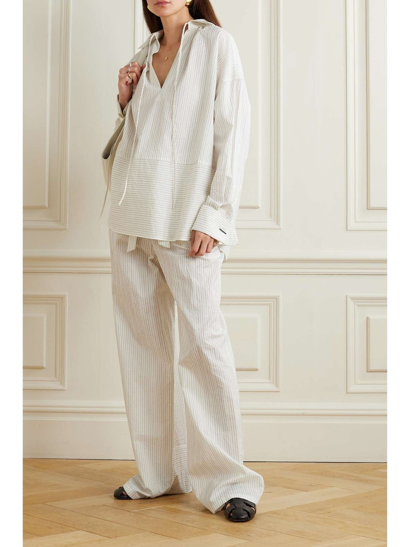 Max Mara Saletta oversized pinstriped cotton and silk-blend blouse outlook