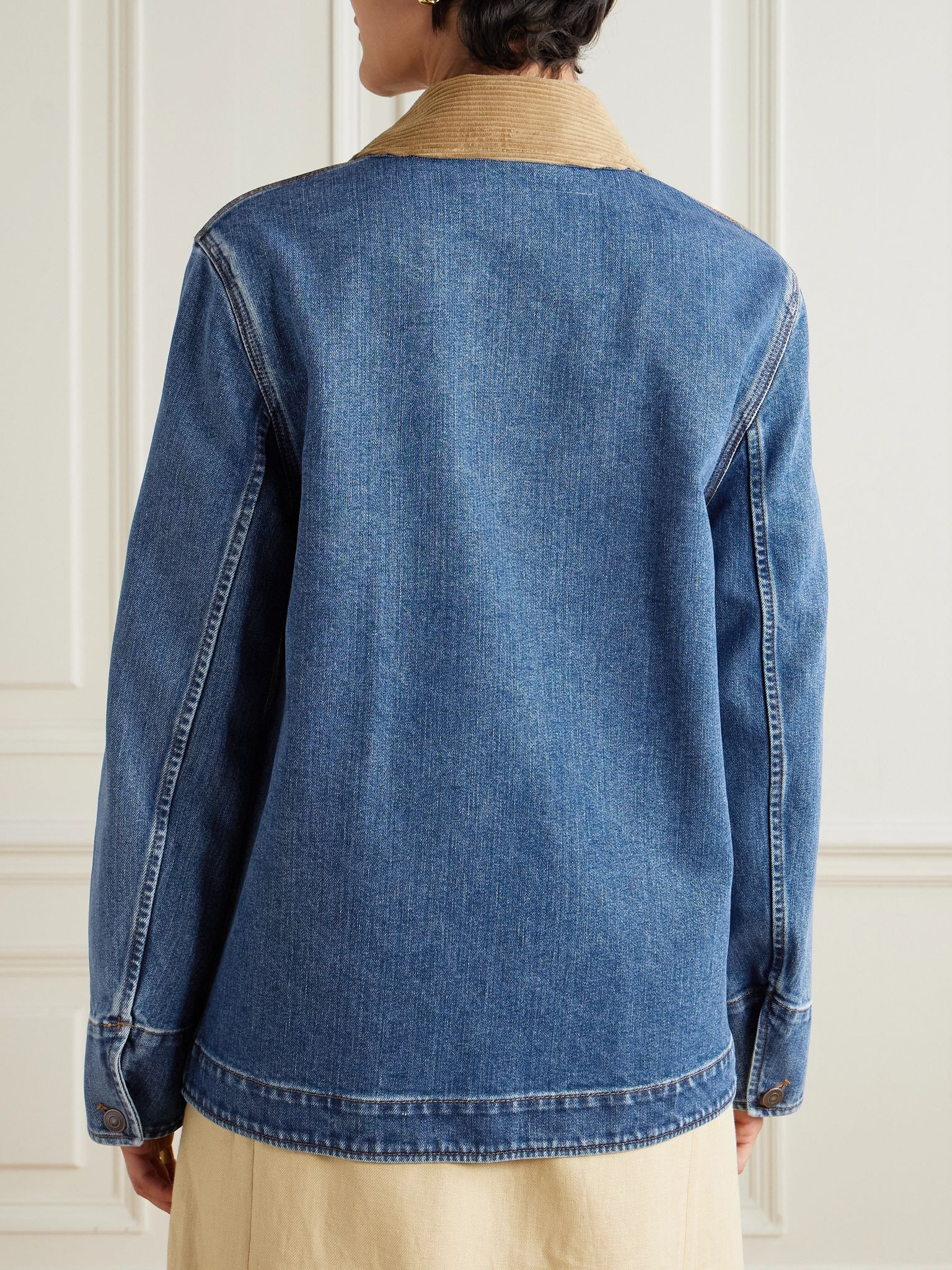 Dean corduroy-trimmed denim jacket Dark denim - 4
