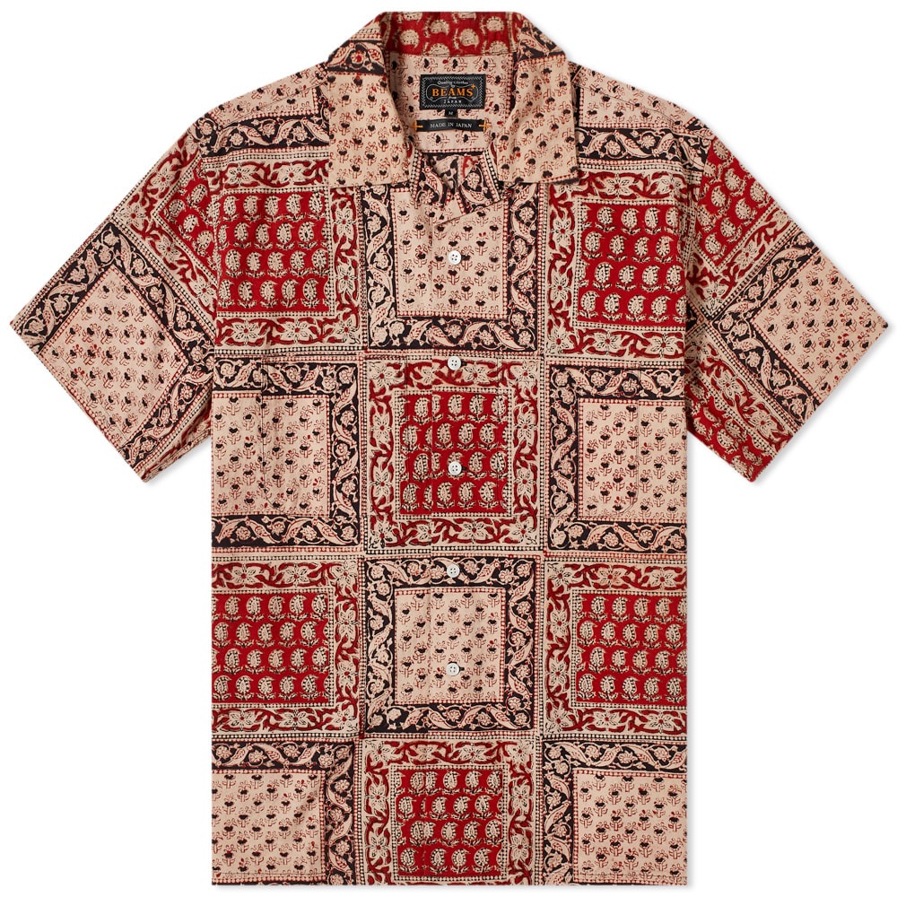 Beams Plus Short Sleeve Open Collar Block Print Shirt - 1