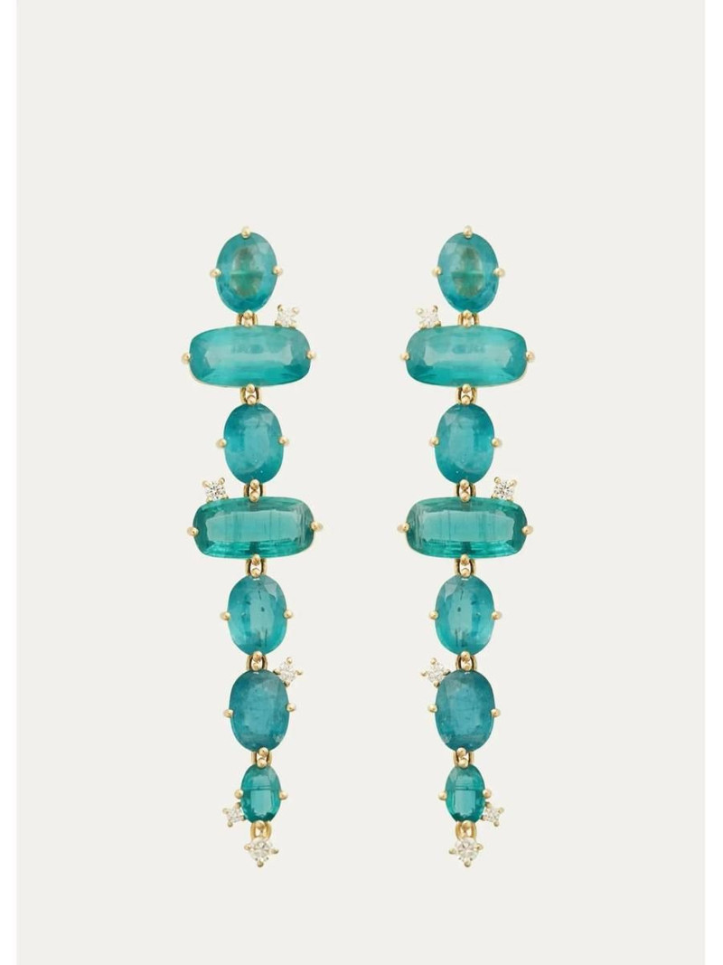 18K Sea Breeze Earrings with Apatite and Diamonds 1