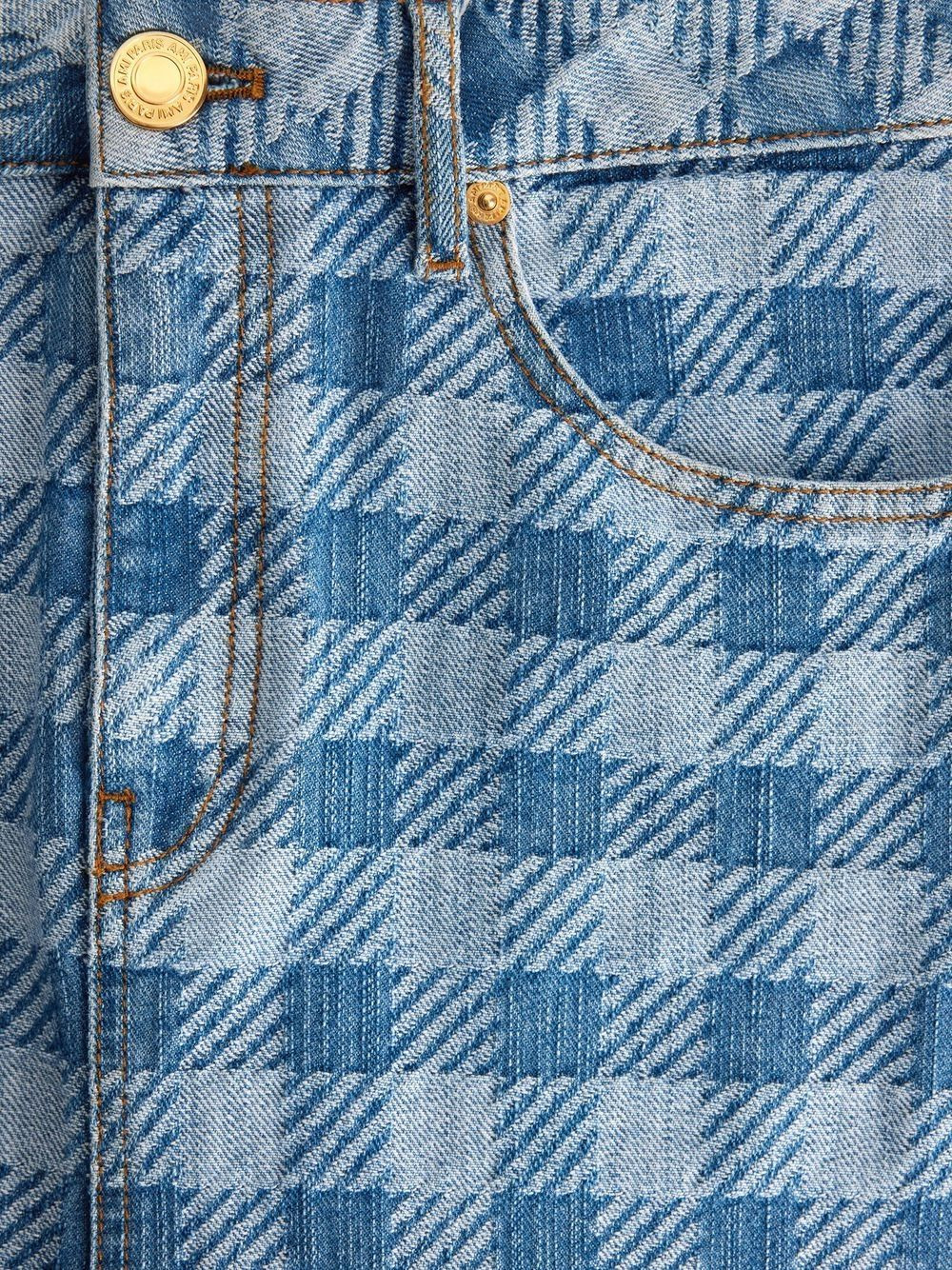 gingham denim pencil skirt - 6