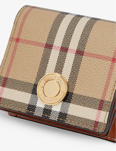 Burberry Check-print woven and leather wallet outlook