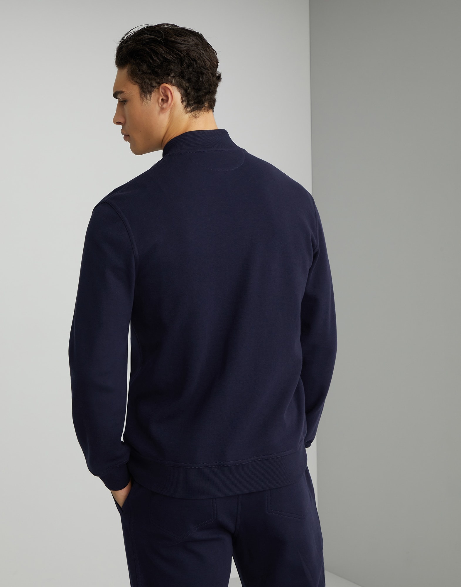Techno cotton French terry sweatshirt with zipper - 2