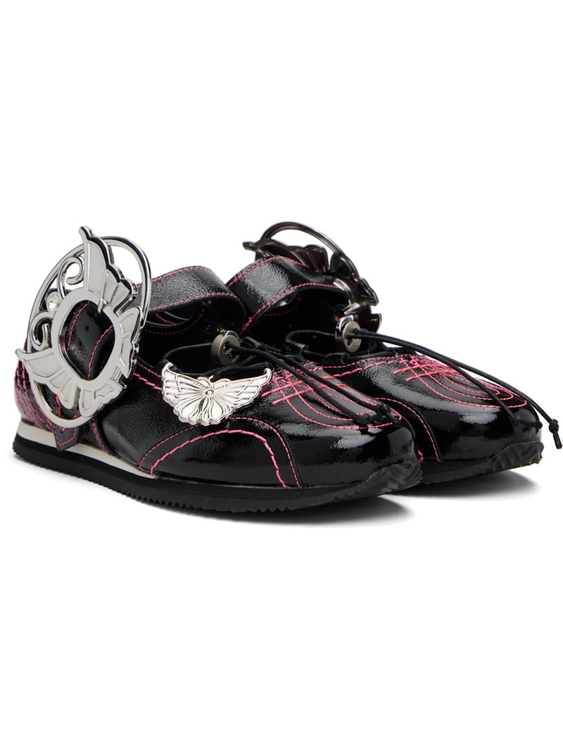 Black & Pink Butterfly Marta Mary Jane Ballerina Flats 4