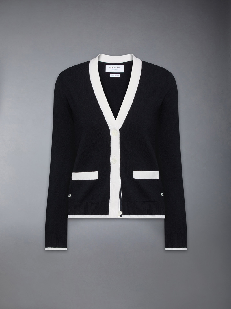 JERSEY STITCH CASHMERE V NECK CARDIGAN 1