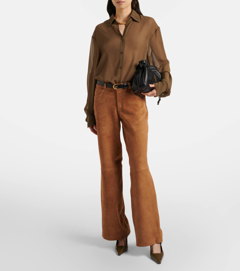 NOUR HAMMOUR Milo suede wide-leg pants outlook