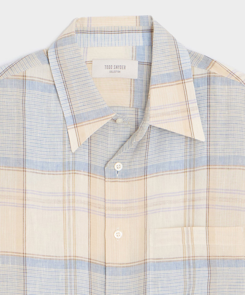 Italian Linen Plaid Big Shirt 7