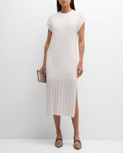 Brunello Cucinelli Paillette Rib Knit Cap-Sleeve Midi Dress outlook