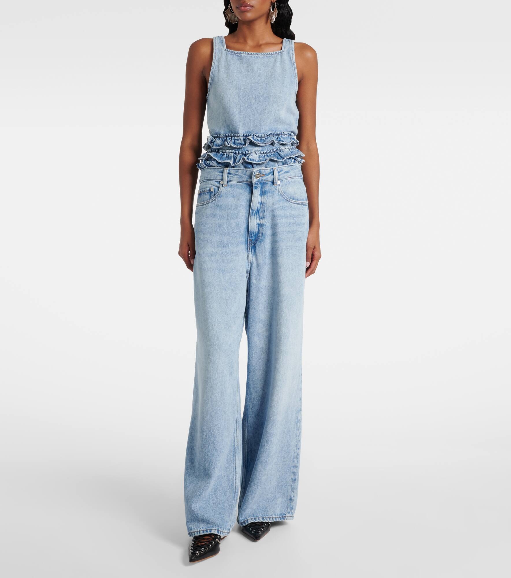 Mid-rise wide-leg jeans - 6
