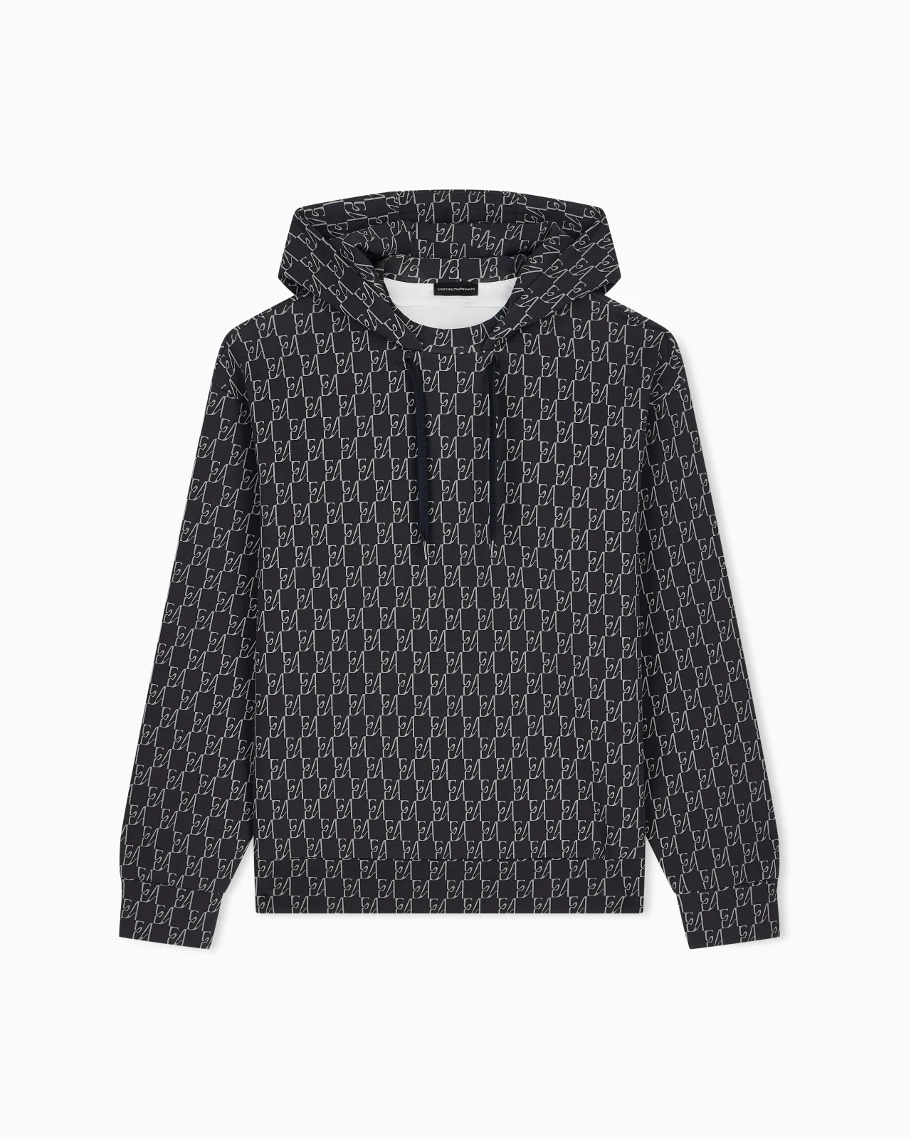 DOUBLE JERSEY HOODIE WITH ALL-OVER LOGO PRINT - 1