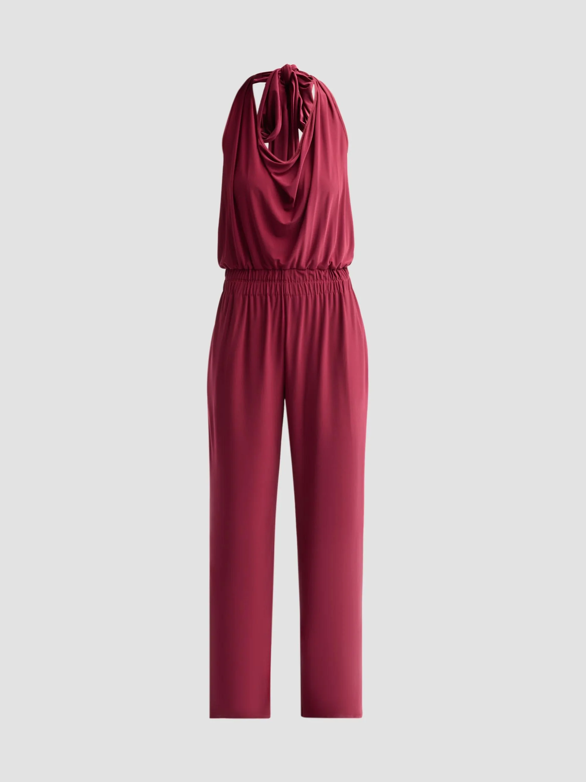 Women's Stephanie Halterneck Jersey Jumpsuit - Cranberry - 1